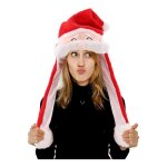 Bonnet de p�re no�l - multicolore - oreilles mobiles - lumi�res - tissu