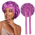 Bonnet en satin - non sp�cifi� - 2pcs - ajustable - violet - multifonctionnel