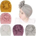 Bonnets turban b�b� - non sp�cifi� - 5 pi�ces - coton �lastique - n?ud papillon - rose