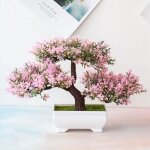 Bonsai artificiel - d�coration florale - plante en pot - blanc - durable - contemporain