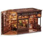 Booknook - kit book nook - 294 pcs - miniature a construire - avec lumi�re led corner coffee shop - cadeaux ...