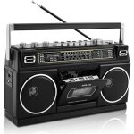 Boombox r�tro avec bluetooth et lecteur cassette - zgeer - radio am / fm / sw1 / sw2 - son graves puissants ...