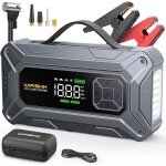 Booster batterie avec compresseur - swapy - 8000a - gonfleur 160 psi - pour moteurs essence et diesel ...
