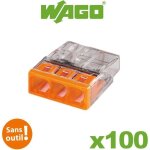 Borne pour boîtes de dérivation - wago - 2273 - 203 - 3 conducteurs - pack de 100 - transparent Borne pour boîtes de dérivation - wago - 2273 - 203 - 3 conducteurs - pack de 100 - transparent