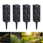 Borne solaire de jardin - 4pcs - noir - plastique - r�sine - 6500k - 1w