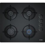 Bosch pop6b6b10 plaque de cuisson gaz - 4 foyers - 7400w - l56 x p48cm - revtement verre tremp - noir ...