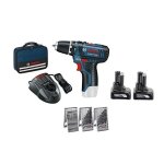 Bosch pro perceuse visseuse sans fil 0615990hv1 12 v 4 ah li - ion + 2 batteries + accessoires + housse ...