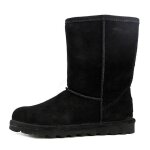 Bottes femme bearpaw elle short en daim - nubuck noir � lacets - plat - basse
