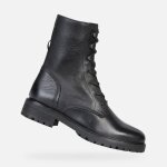Bottine femme - geox hoara tumb. lea - cuir noir - lacets - confortable