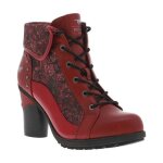 Bottines rouges � talon d�croch� haut avec un zip et des lacets ronds