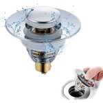 Bouchon de lavabo pop - up universel en acier inoxydable - noyau de type push - bonde dcoulement - srigraphi ...