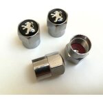 Bouchon de valve en mtal logo peugeot - chrome