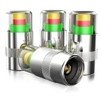 Bouchon valve pneu - universel - acier inoxydable - indicateur de pression - 4 pices - couleur mtal ...