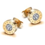 Boucle doreille acier inoxydable pour homme femme or rose or argent clou anneaux cubique zirconium numeacuteri ...