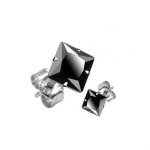 Boucles doreilles - acier - pierre noire carr�e 4mm - mixte - clou - puce - originales et �l�gantes