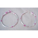 Boucles doreille - argent - cr�oles - rose - diam�tre 4 cm - femme