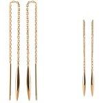 Boucles doreilles - bijouxia - chane traversante - plaqu or 18 carats - goutte deau