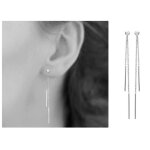 Boucles doreilles - bijouxia - cha�nettes pendantes - argent massif 925 - zirconium - 7 cm