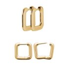 Boucles doreilles - bijouxia - croles ouvrantes carres - plaqu or 18 carats - 14mm - qualit bijouterie ...