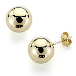 Boucle doreille boule dor 9k lisse 10 mm. pression de fermeture [7205]
