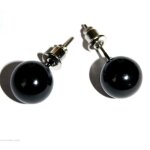 Boucles doreilles boule puce clou fantaisie 10mm noir