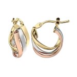 Boucles doreilles - brillaxis - créoles 3 fils torsadés - or rose - 18 carats - 13 mm diamètre Boucles doreilles - brillaxis - créoles 3 fils torsadés - or rose - 18 carats - 13 mm diamètre