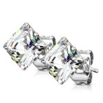 Boucles doreilles carres en acier avec zircon blanc pour homme femme et ado