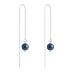 Boucles doreilles cha�ne argent 925 perles 6mm swarovski element tahitian look