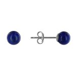 Boucles doreilles clou argent rhodié et perles de lapis lazuli 6 mm - les poulettes - femme - bleu Boucles doreilles clou argent rhodié et perles de lapis lazuli 6 mm - les poulettes - femme - bleu