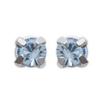 Boucles doreilles clous puces femme 4 mm - lucie - argent massif - cristal bleu - centmille