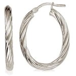 Boucles doreilles cr�oles argent 925 / 1000e ovale torsad� - sf bijoux - 3 g