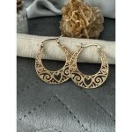 Bijouxia cr�oles ajour�es orientales savoyardes coeurs en plaqu� or 18 carats 750 / 000