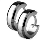 Boucles doreilles croles mixte homme femme acier bords noirs - marque - modle - adulte - acier - noir ...