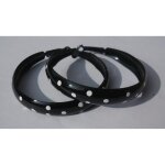 Boucles doreilles cr�oles noires � pois blancs - � 45 cm