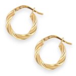 Boucles doreilles croles - or jaune - torsades - femme - poinon 375 / 1000