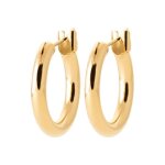 Boucles doreilles cr�oles tubes - bijouxia - 2cm - plaqu� or 18 carats - poin�on 750 / 1000 - lisses