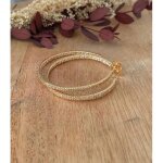 Boucles doreilles cr�oles - plaqu� or 18 carats - microserties cristaux - diam�tre 42 cm - poids 7 grs ...