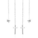 Boucles doreilles croix chrtiennes en acier inoxydable argent - bijou religieux chrtien - femme - pendantes ...