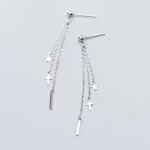 Boucles doreilles croix et etoiles en argent ? bijou religieux chrtien ? cadeau pour elle