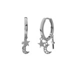 Boucles doreilles croix etoile et lune en argent ? cr�oles motif croix etoile et lune ? bijou chr�tien ...
