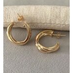 Boucles doreilles demi cr�oles - bijouxia - dor� - plaqu� or 18 carats - 3 anneaux - 22 cm