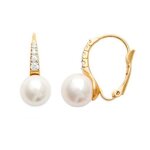 Boucles doreilles dormeuses perles et zirconium plaqu� or 18 carats bijouxia