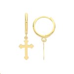 Boucles doreilles eds jewels femme or 375 / 1000 croix 22mm * 7mm 44566