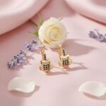 Boucles doreilles - enfant - cr�oles - chat - multicore - zincons - plaqu� or jaune 750 / 1000 - 14 x ...