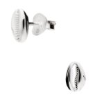 Boucles doreilles - enfant / femme - puces - coquillage - cauri - argent 925 / 1000 - massif - 7 x 5 ...