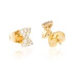 Boucles doreilles - enfant / femme - puces - noeud - cristal - blanc - plaqu or jaune 750 / 1000 - 3 ...
