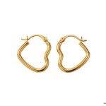 Boucles doreilles - femme - cr�oles - c?ur ? plaqu� or jaune 750 / 1000 - 24 x 20 mm
