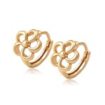 Boucles doreilles - femme - croles - fleur - vide - plaqu or jaune 750 / 1000 - 3 microns - 14 mm ...