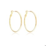 Boucles doreilles - femme - cr�oles - intemporelles - fil - lisse - plaqu� or jaune 750 / 1000 - 42 mm ...