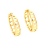 Boucles doreilles - femme - cr�oles - motif - �toile - plaqu� or jaune 750 / 1000 - 3 microns - 24 mm ...